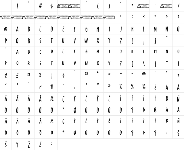 Sunday Mine PERSONAL USE ONLY! Regular Character Map Sunday Mine PERSONAL USE ONLY! Regular Character Map