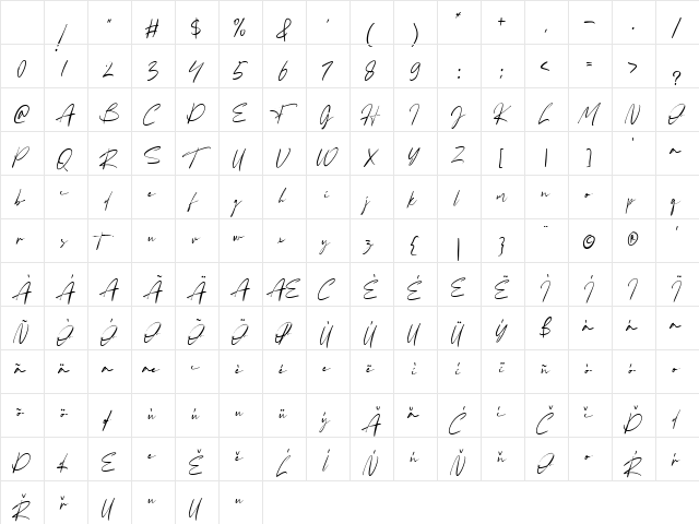 Fatigod Regular Character Map