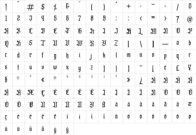 Fasigeko Regular Character Map
