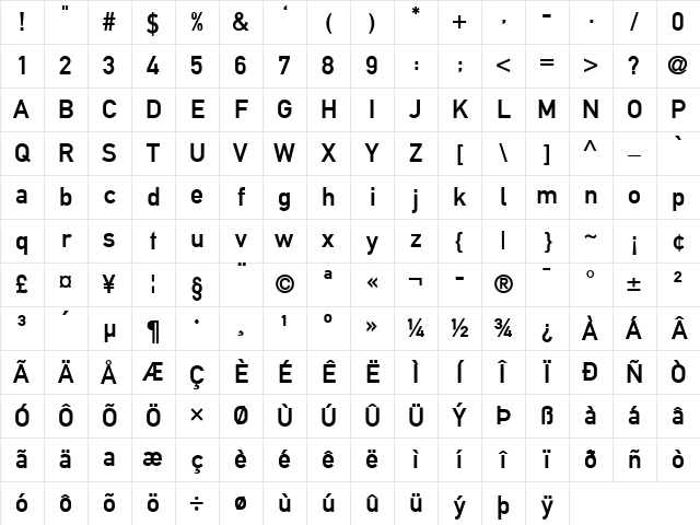 Alte DIN 1451 Mittelschrift gepraegt Regular Character Map