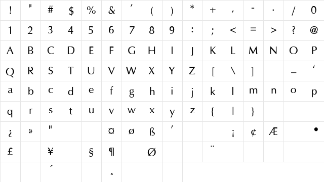 Optima-Thin Regular Character Map