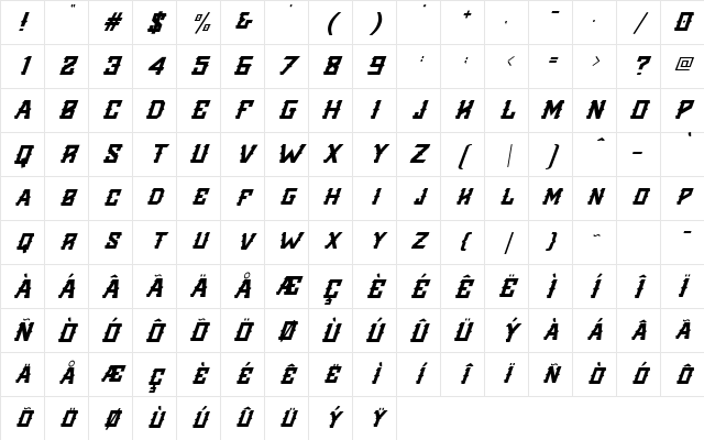 Golden Silver Italic Character Map Golden Silver Italic Character Map