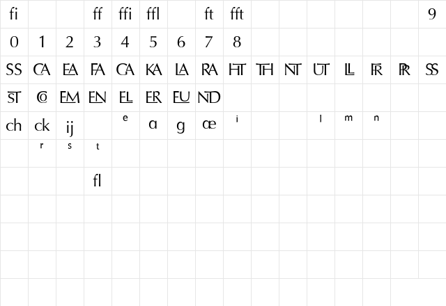 OptimaLigatures Regular Character Map OptimaLigatures Regular Character Map