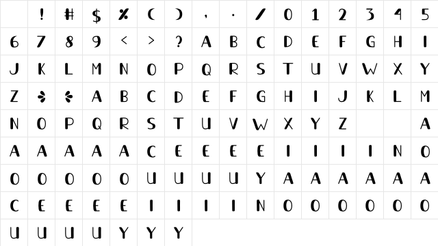 Sky Blue Regular Character Map Sky Blue Regular Character Map