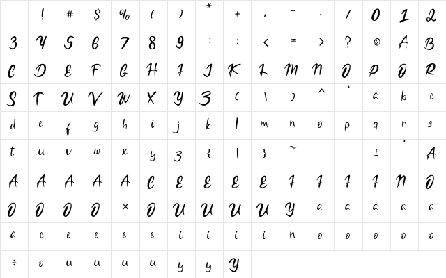 Bodytrack Regular Character Map Bodytrack Regular Character Map