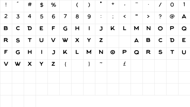 Jacked_Font Medium Character Map