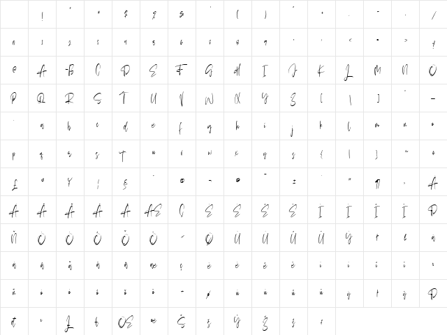 Sellviny Queen Regular Character Map