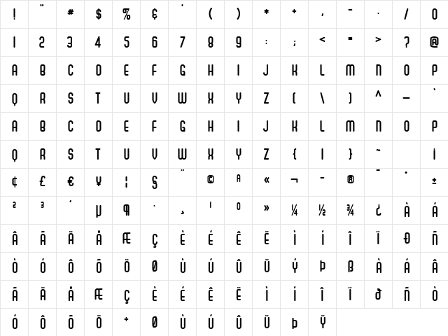 Hamburger Menu Marquee Regular Character Map