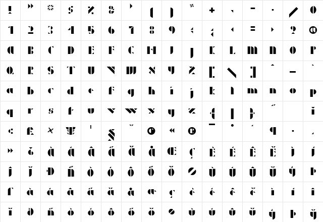 P22 Albers 3 Regular Character Map