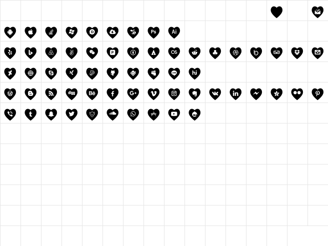 love social media Regular Character Map