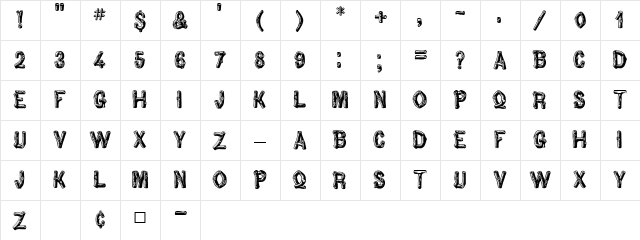 Pinewood MF Regular Character Map Pinewood MF Regular Character Map