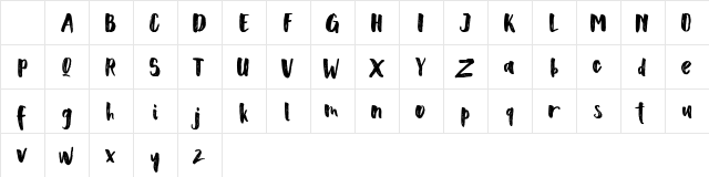Scoothlane Sans Brush Regular Character Map