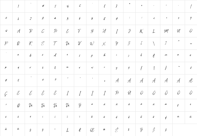 Coldays Memories Brush Regular Character Map