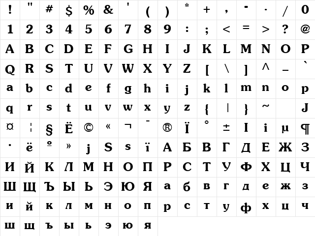 AGPresquire Bold Character Map AGPresquire Bold Character Map