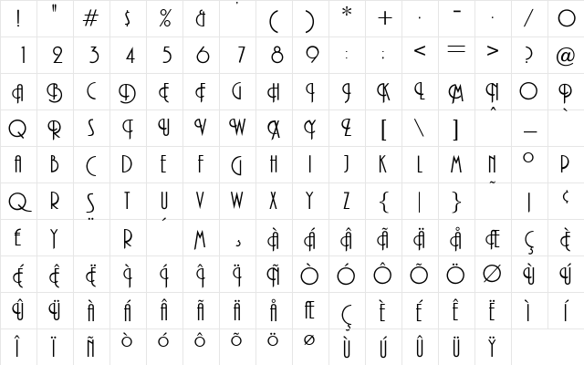 OPTIPashey Regular Character Map
