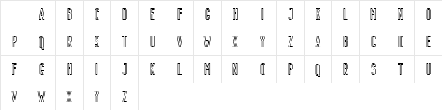 Bondie Outline Regular Character Map Bondie Outline Regular Character Map