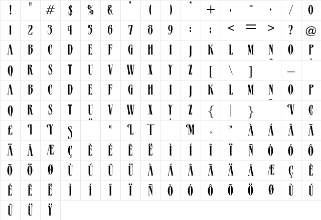 OPTIProtea Regular Character Map