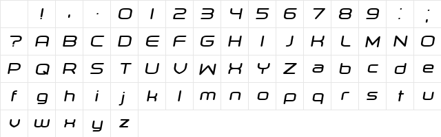 Orenburg Bold Italic Character Map