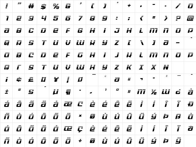 Globe Trekker Halftone Italic Italic Character Map