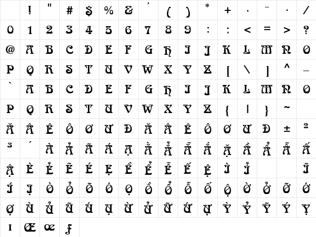 .VnArabiaH Regular Character Map .VnArabiaH Regular Character Map
