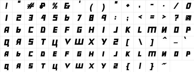Bolshevik BlkObl Character Map
