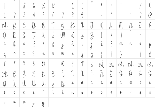 Daddy Bee Regular Character Map Daddy Bee Regular Character Map