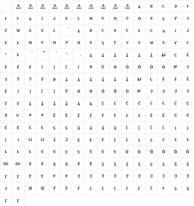 MOSKITOES Regular Character Map MOSKITOES Regular Character Map