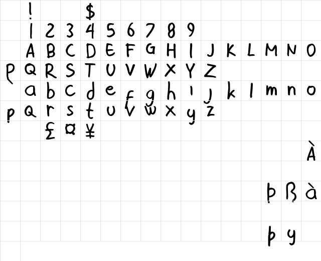 Tekerayak Demo Regular Character Map
