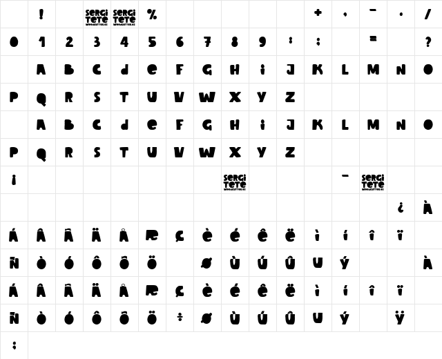 Sergi Tete Regular Character Map Sergi Tete Regular Character Map