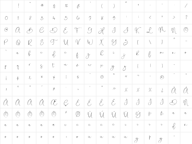 Antasilla Font Regular Character Map