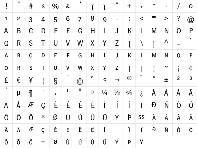 HeidelbergGothicSC Regular Character Map
