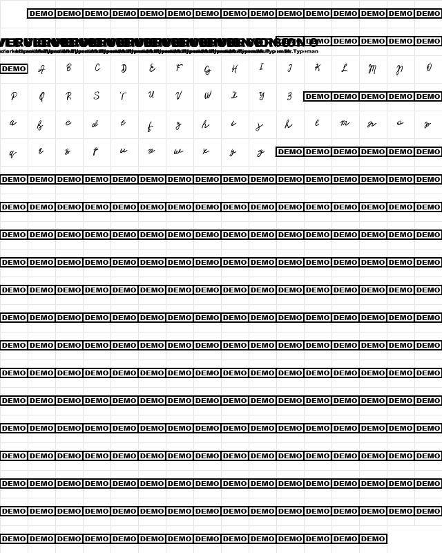 Mendy Regular Character Map Mendy Regular Character Map