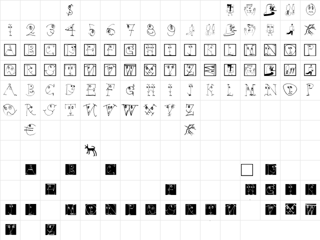 FacesAlphabetBeta Regular Character Map