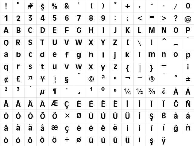 00313 Regular Character Map