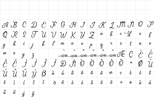Ardila Regular Character Map