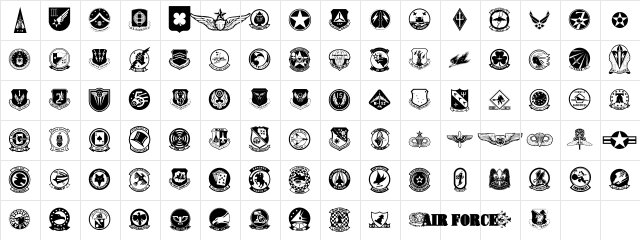 Wings of America Regular Character Map Wings of America Regular Character Map