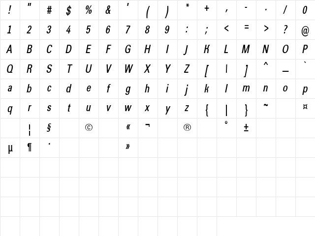 a_GroticCnDemi Italic Character Map a_GroticCnDemi Italic Character Map