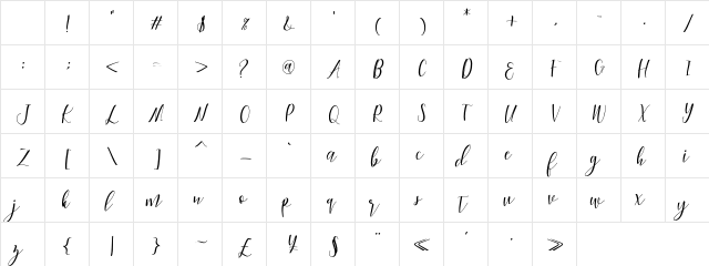 Woodley Regular Character Map Woodley Regular Character Map