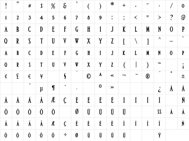 AltarSmall Caps Bold Regular Character Map