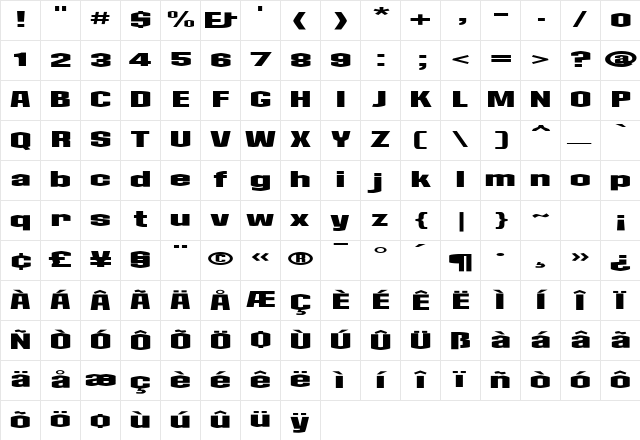 Collos Regular Character Map