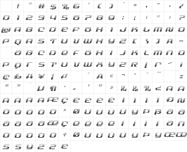 Yeoman Jack Gradient Italic Regular Character Map Yeoman Jack Gradient Italic Regular Character Map