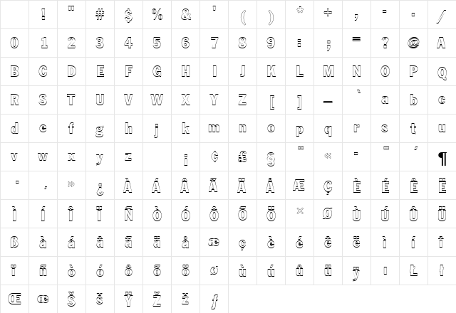 FranklinGotTRegConOu1 Regular Character Map FranklinGotTRegConOu1 Regular Character Map