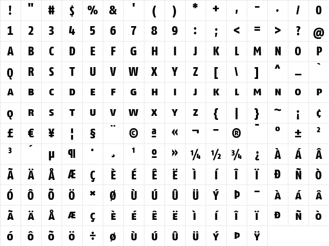 FagoCoTf Extrabold Character Map
