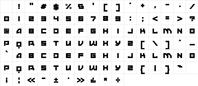 ANDMOREY Demo Regular Character Map