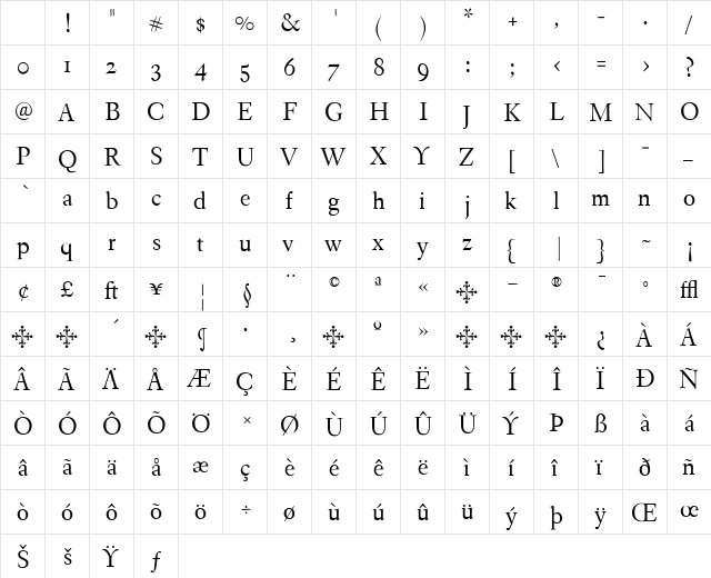 EldoradoText Regular Character Map EldoradoText Regular Character Map