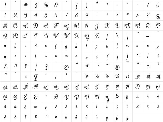 Elldier Regular Character Map