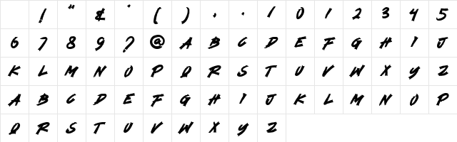 KING KONG Regular Character Map KING KONG Regular Character Map