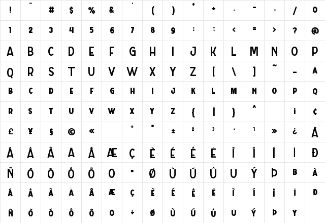 Orange Street Clean Regular Character Map