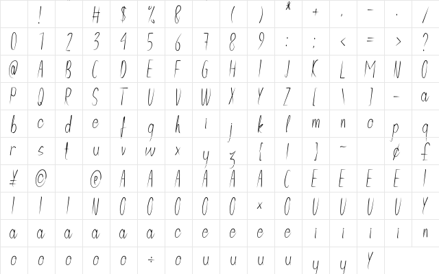 Violetta Regular Character Map