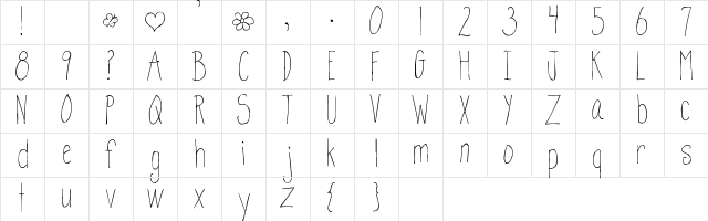 Pea Martha Regular Character Map Pea Martha Regular Character Map